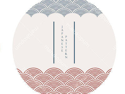 Japanese template with Circle shape vector. Fuji mountain elemen abstract asian background banner chinese circle icon illustration japanese logo modern ocean pattern sea symbol vector wave