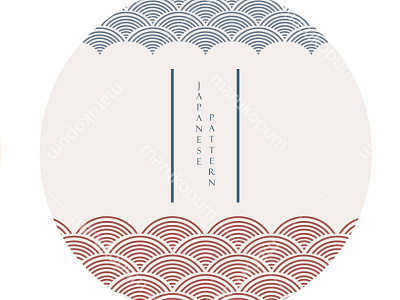 Japanese template with Circle shape vector. Fuji mountain elemen