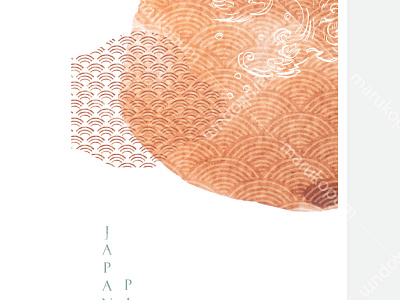 Abstract landscape background with Japanese wave pattern vector. abstract background banner blot brush stroke card chinese geometric illustration japanese modern pattern template texture vector watercolor illustration