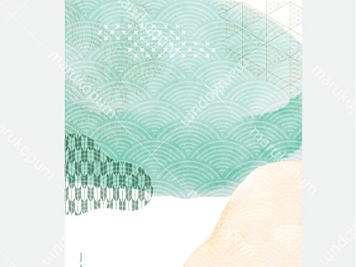 Abstract landscape background with Japanese wave pattern vector.