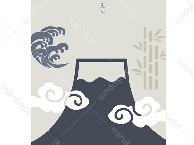 Japanese background with Asian tradition icon and symbol vector. abstract asian background banner card chinese cloud fuji mountain icon illustration japanese modern pattern symbol template vector wave