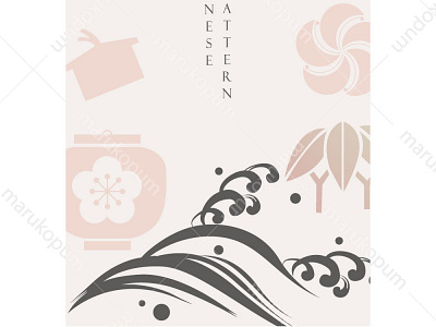 Japanese background with Asian tradition icon and symbol vector.