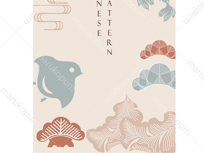 Japanese background with Asian tradition icon and symbol vector.