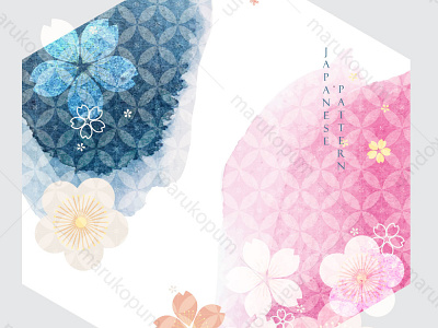 Japanese background vector with cherry blossom icons and wave sy abstract asian background banner brush stroke cherryblossom chinese geometric illustration illustration japanese modern pattern vector watercolor illustration wave