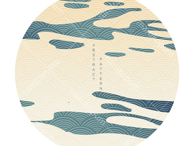 Abstract background with Japanese wave pattern vector. Water sur abstract asian background banner chinese circle geometric icon illustration japanese modern ocean pattern sea vector water surface wave