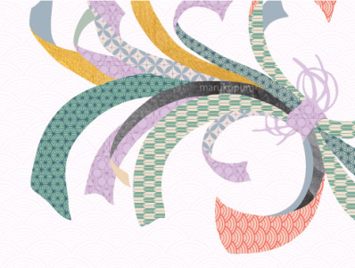 Japanese background with geometric pattern vector. Ribbon object