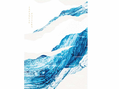 Abstract hand drawn wave element with mountain forest banner abstract art background banner blue watercolor texture brush stroke design geometric pattern illustration japanese logo pattern ui vector