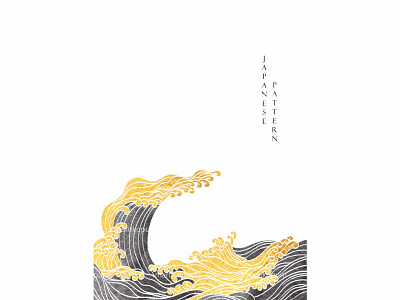 Ocean sea decoration element with gold and black texture