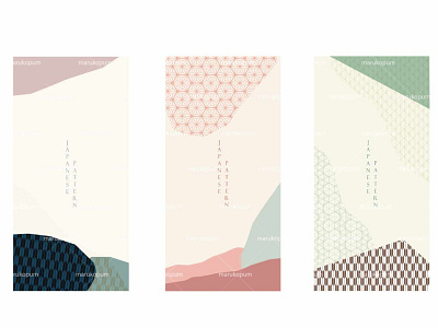 Geometric line with Japanese pattern vector.