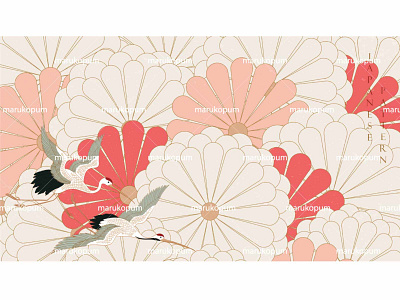 Red floral Icon and symbol element in Asia style. Flower pattern abstract asia background banner chinese crane birds culture design floral pattern illustration japanese logo pattern red flower tradition ui vector