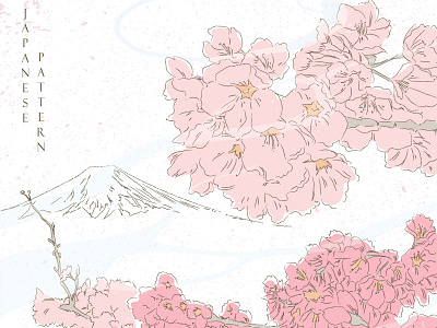 Fuji mountain and cherry blossom background vector.