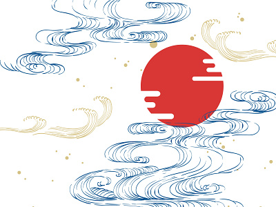 Japanese wave template vector. Ocean hand drawn line background. abstract asian background banner chinese hand drawn illustration japanese modern moon pattern sun vector wave