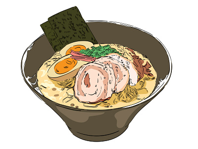 Japanese noodles vector. Hand drawn food.