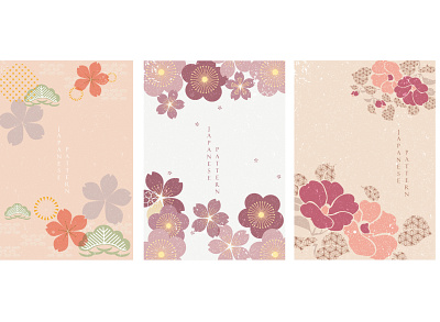 Cherry blossom background with Japanese icons elements. Japanese abstract asian background banner cherry cherry blossom chinese element icons illustration japanese pattern vector