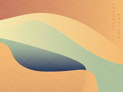 Landscape background with Japanese wave pattern vector.