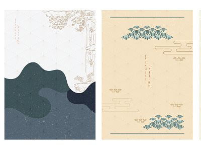 Japanese template with hand drawn Asian traditional elements.