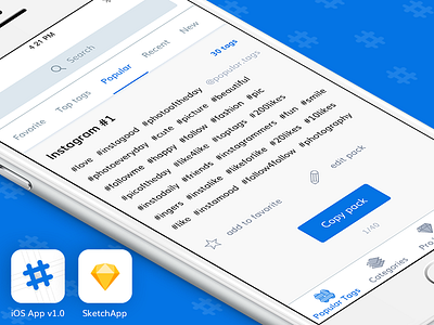 iOS Application - Tags Pack app hash mobile network sketch social tag ui ux