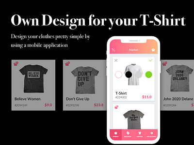 Customize your t-shirts - Mobile Application app clothes design ios mobile app pink shirt shop store ui