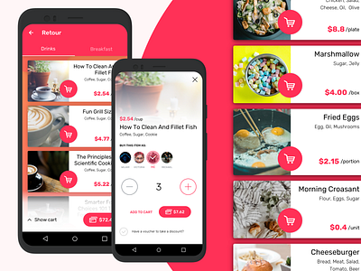 Food ordering app app design application card food list order phone product typography ui ux