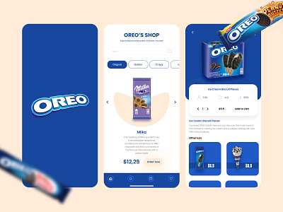 Oreo application app biscuits cookies design e commerce eat ice cream sell shop ui ux