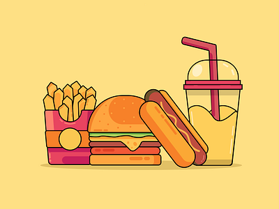You Can't Go On A Diet Now art branding culinary design designer fastfood flat flat design food icon icons iconspace illustration illustrator junkfood mood simple ui vector