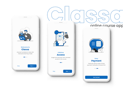 Classa - Online Course App Onboarding Screen course app daily ui learning course mobile mobile app onboarding screen ui