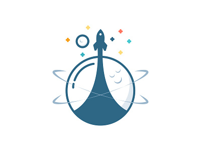 To the moon! design illustration illustrator logo moon rocket ship space spaceship stars web