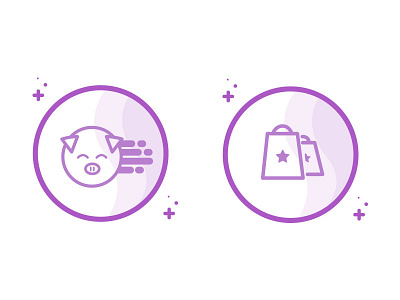 Pigs might fly animal icon illustration illustrator line icon lines pig pink purple thick