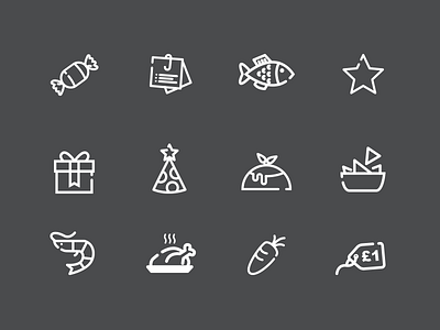 Various custom icons christmas fish icon icons illustrator line lineicon snacks