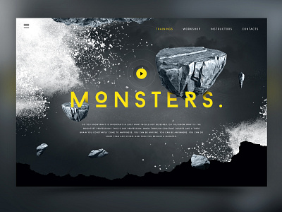 Training center Monsters. app design monsters site stones strong tv ui ux web website yellow