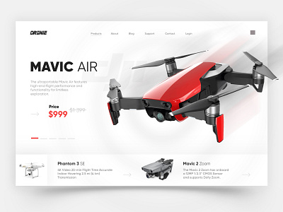 DRONIE - UX/UI design clear concept design drone drones fly mavic michaelrybchenko michaelrybchenko red ui ux website