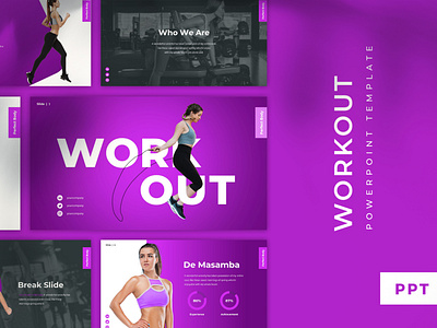 Workout - Powerpoint Template creative exercise fitness gym portofolio powerpoint presentation powerpoint template presentation presentation design purple workout