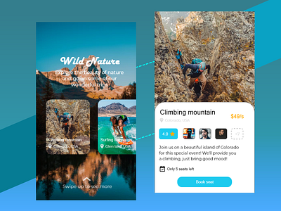 Mobile App - Adventure app app design clean ui colorful dailyui mobile app nature smooth trendy typography ui design