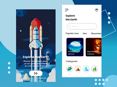 Mobile App - Earth app app design clean ui colorful dailyui illustration art mobile app smooth soft trendy typography ui design