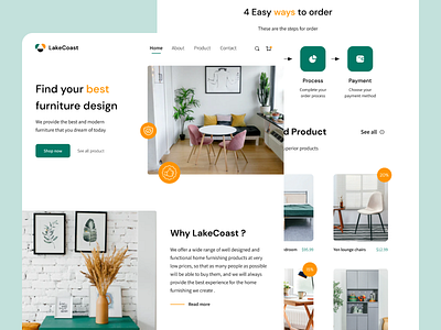 Landing Page - LakeCoast branding clean ui colorfull furniture furniture design furniture shop furniture website interior landing page minimalist product product design simple smooth soft design trendy design ui design ux design website workspace