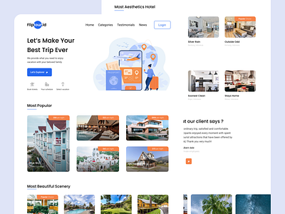 Landing Page - Fliptour adventure agency booking clean ui colorfull destination explore homepage hotel landing page travel agency travel app traveling trendy design trip ui design ux design vacation web design website