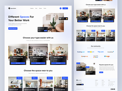 Landing Page - SpaceWork architecture booking building clean ui furniture home page house interior interior design landing page living room property room room booking space texture ui design ux design web design white