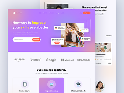Landing Page - Online Courses class clean colorful course education elearning gradient home page landingpage learn learning lesson online class online school skills study studying ui design ux design web design