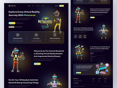 Landing Page - Metaverse artificial artificial intellegence augmented reality crypto futuristic game gradient illustration imagination journey landing page metaverse minimalist nft smart glasses technology ui design ux design virtual reality website