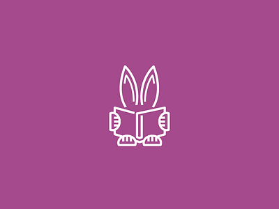 Reading Bunny book branding bunny bunny ears education icon line logo magenta pink rabbit reading stroke visual identity