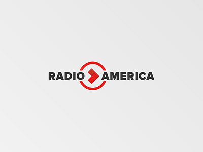 Radio America Final Logo arrow brand circle identity logo play radio red visual identity