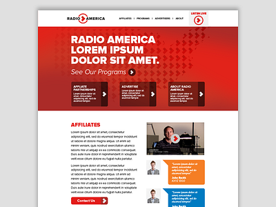 Radio America Home WIP america branding homepage radio web web design website