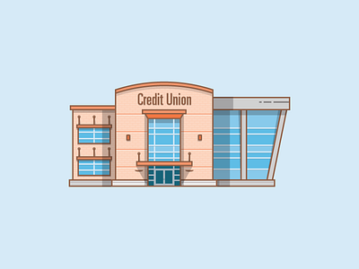 Credit Union WIP bank building credit union flat illustration store