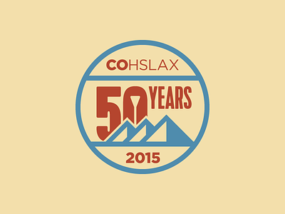 CO High School Lacrosse 50th 50 anniversary badge circle colorado lacrosse logo mountains