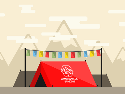 Basecamp Illustration basecamp climbing clouds flags flat illustration mountains outdoor tent