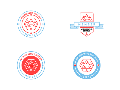 Member Badges badge basecamp camping circle fire hexagon mountains ribbon startup tent women