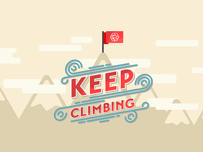 Keep Climbing WIP climb clouds flag flat mountain typography wind