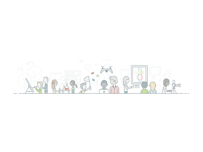 User Centered Learning education flat illustration learning outlines people students users