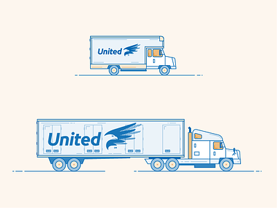 Moving Trucks Illustration flat illustration lines semi stroke trailer truck vehicle