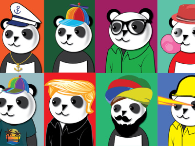 Clean Panda | Ready to Jump in NFTs Collection 100 Unique Design 2d branding character clean design ethereum icon illustration nft nft collection panda art sketch solana ui vector